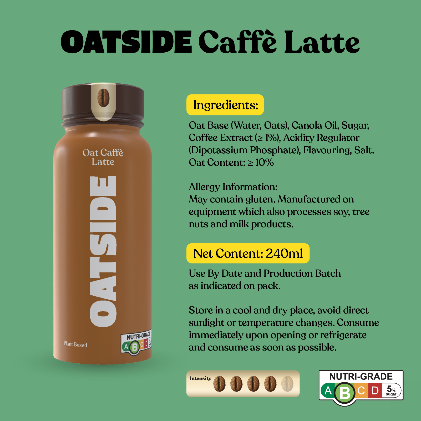 OATSIDE Coffee Latte Oat Milk 240ml x 24