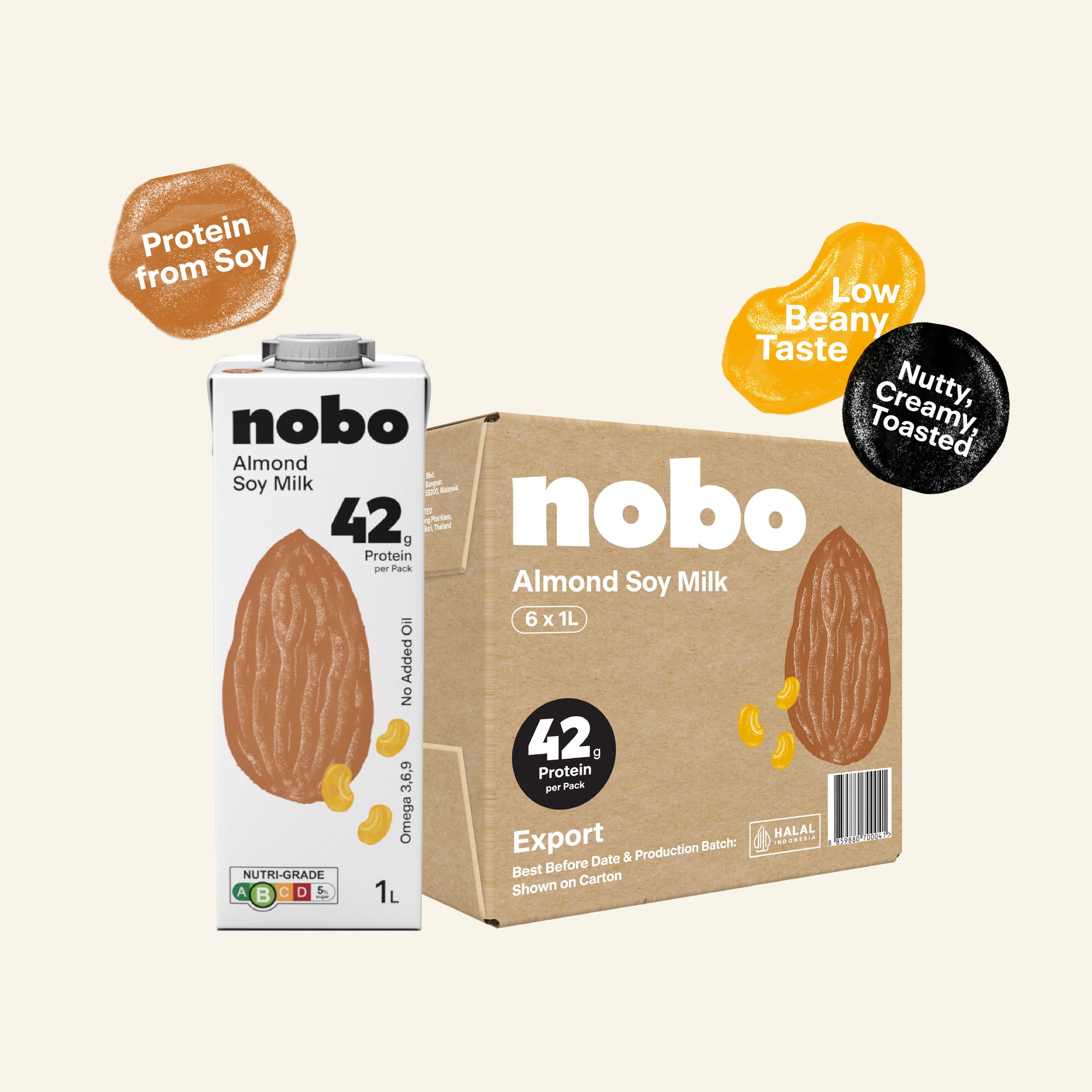 NOBO Almond Soy Milk Original 1L x 6