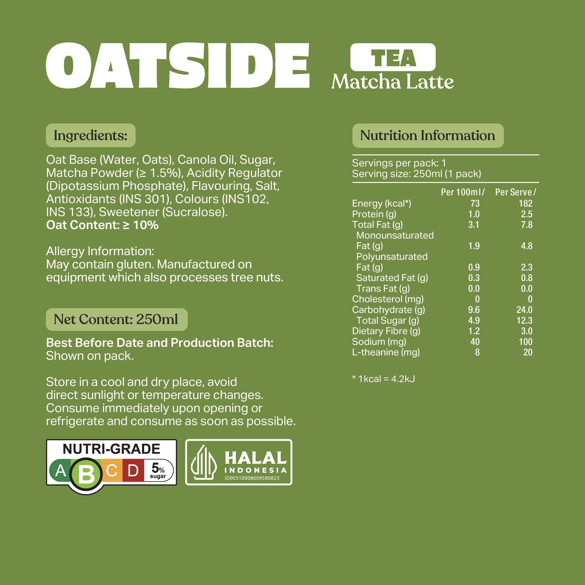 OATSIDE Matcha Oat Milk (24 x 250ml) (Exp: Dec 2026)