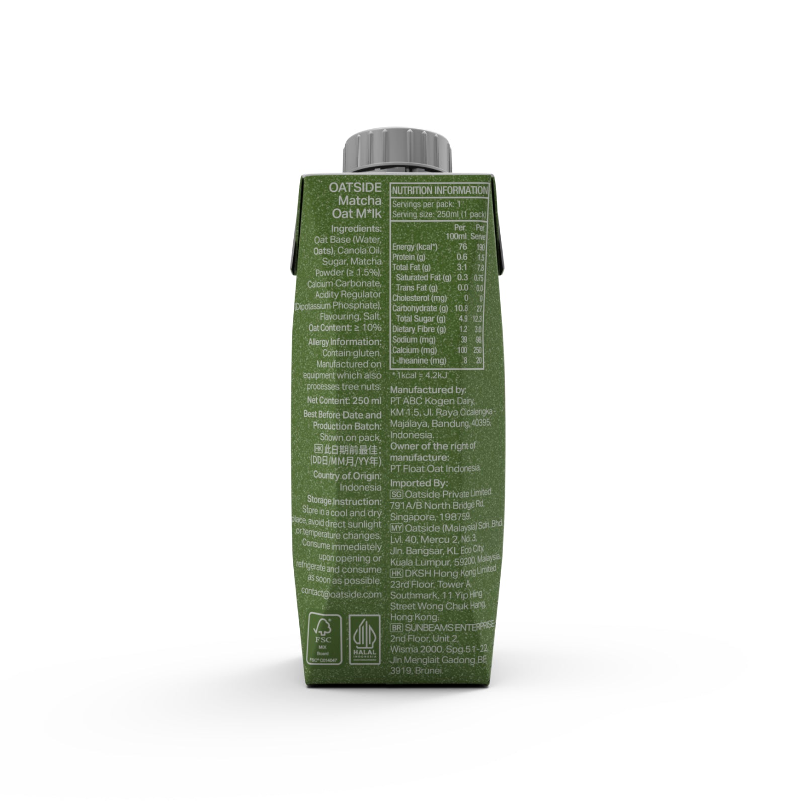 OATSIDE Matcha Oat Milk (24 x 250ml) (Exp: May 2026)