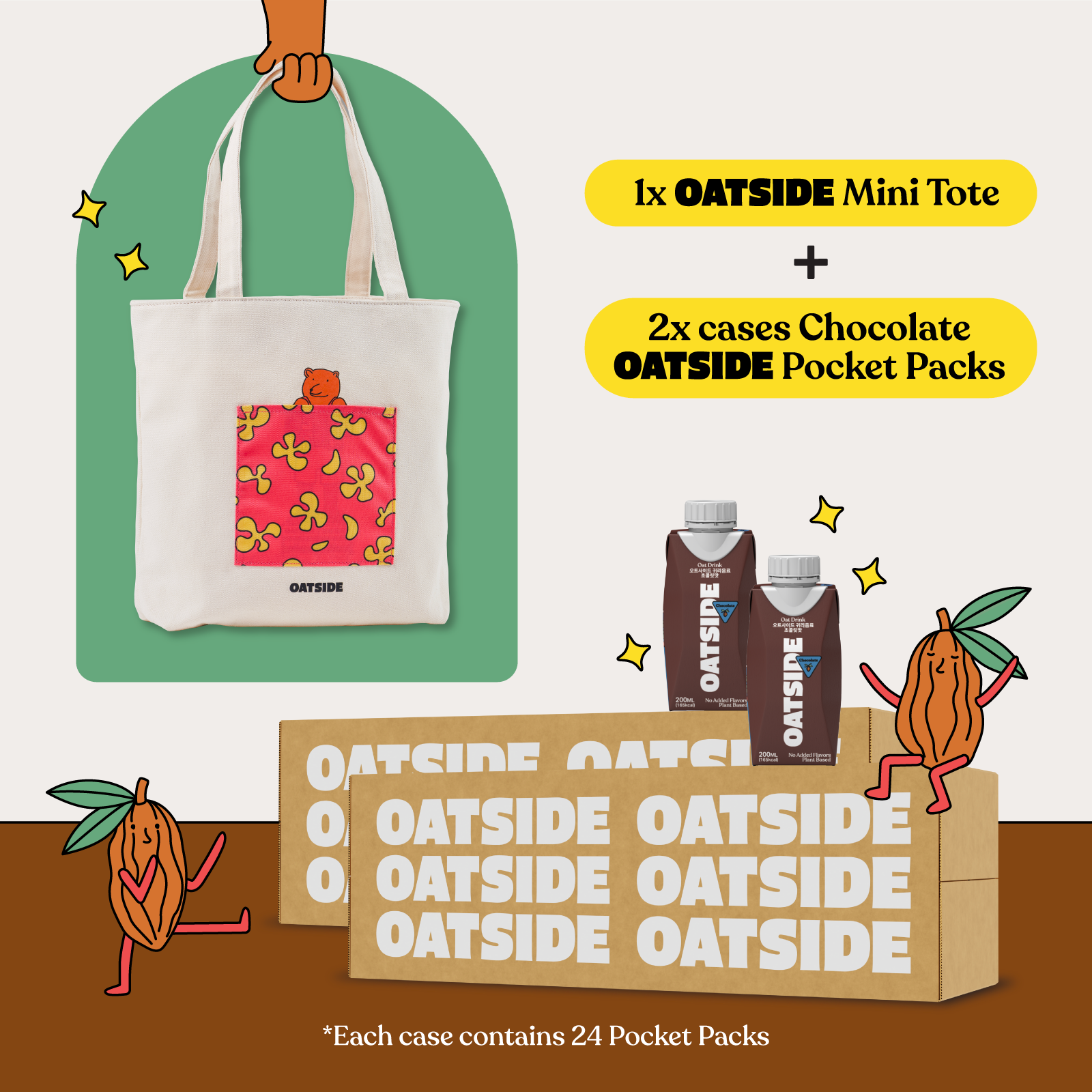 OATISDE Mini Tote Bag & 2 Pocket Pack Carton Bundle
