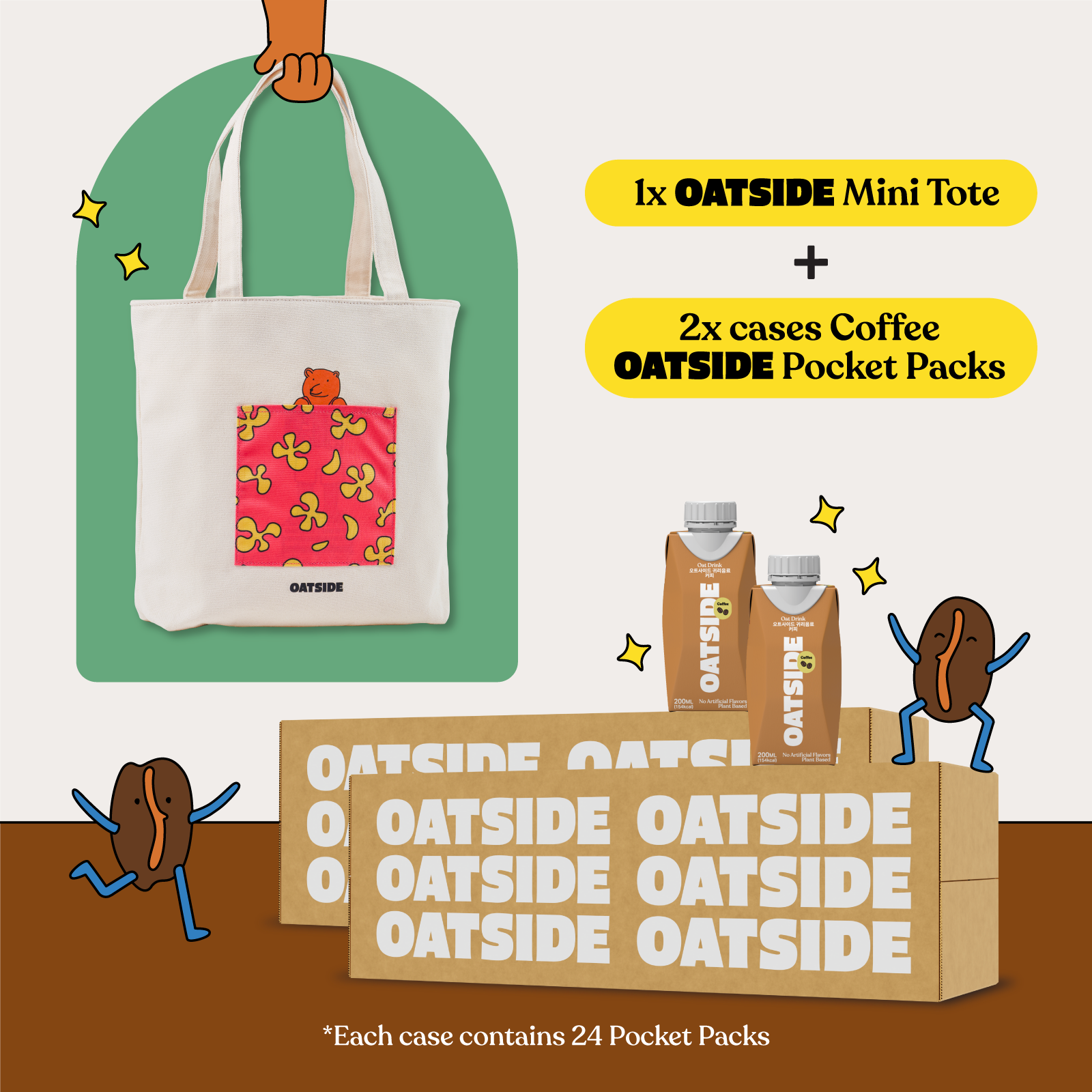 OATISDE Mini Tote Bag & 2 Pocket Pack Carton Bundle