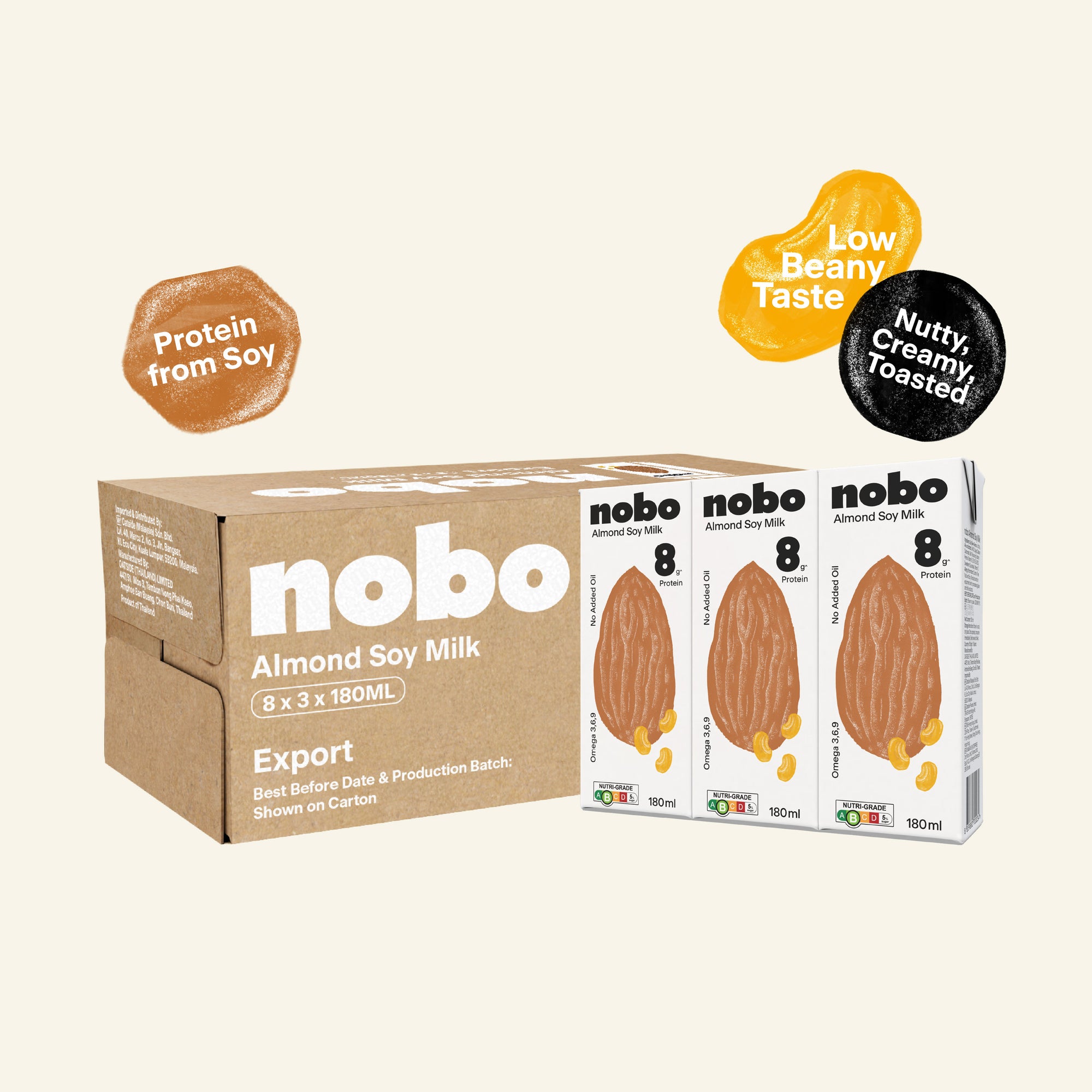 NOBO Almond Soy Milk Original 180ml x 24